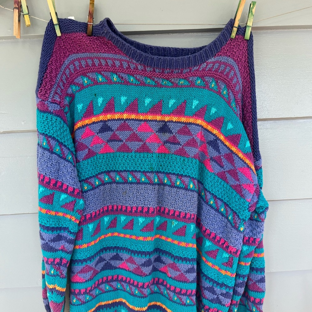 Vintage LL Bean Knit Geometric Jacquard Sweater